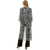 3 PC CARDIGAN STRAIGHT LEG PANT SET : BLACK/CREAM / L