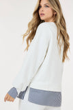 Contrast Ruffle Layered Long Sleeve Sweater: BLACK / L/XL
