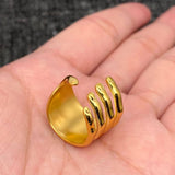 Creative Palm Design 18K Gold Plated S.Steel Ring - FGS: 7#