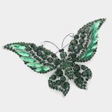 Glass Crystal Butterfly Pin Brooch: Gold