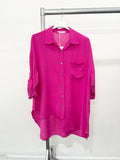 PURE VISCOSE LIGHTWEIGHT ASYMMETRIC SHIRT: Beige