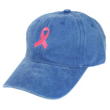 Breast Cancer Awareness Ribbon Embroidered Denim Fit Cap: Pink