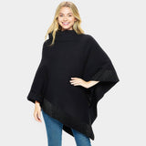 Bling Border Solid Neck Poncho
: BK-J
