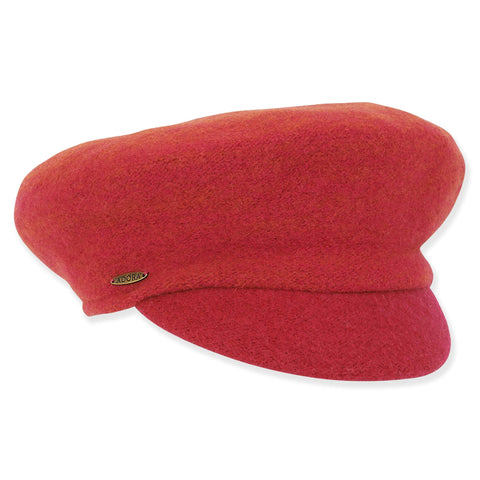 Red, Soft Wool Newsboy, Brim 2"