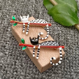 Abstract Enamel Spotted Cat Brooch: White