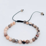 Hand Woven 6MM Natural Stone Stretch Bracelets - CS: Rose red striped agate / 6mm (stretchable)