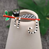 Abstract Enamel Spotted Cat Brooch: White