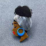 Girl Wearring Turban Acrylic Brooch: Wine red