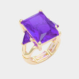 Rectangle Crystal Stretch Ring: MULTI