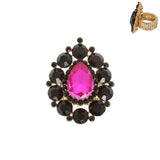 Drop Gem Stone Stretch Ring: Burgundy
