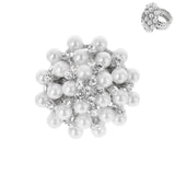 Vintage Crystal & Pearl Statement Stretch Ring: Silver