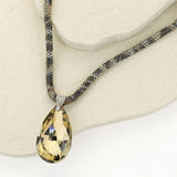 Teardrop Faceted Stone Pendant Bling Studded Necklace: Leopard