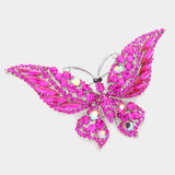 Glass Crystal Butterfly Pin Brooch: Gold