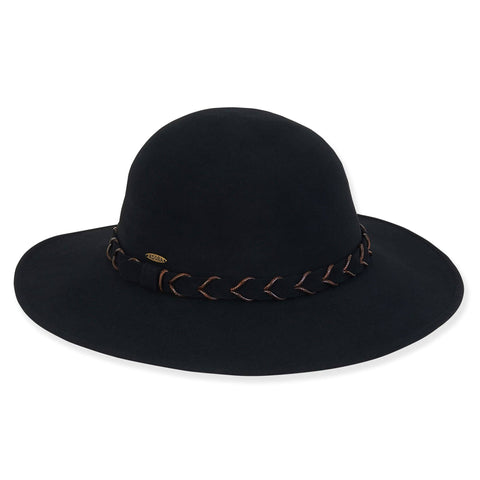 Black, Wool Felt Floppy, Brim 3.5"