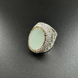 Amazonite Rhinestone Alloy Rings: Gold