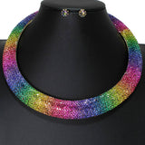 Collar Pave Rainbow Rhinestone Necklace