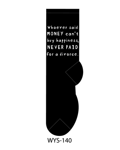 Black background with white text quote about divorce and money.