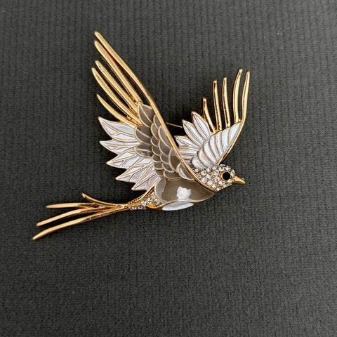 Flying Swallow Bird Enamel Brooch: C