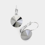 Genuine Round Crystal Lever Back Earrings: 6-VITRAIL