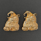 Halloween Pumpkin & Cat Witch Brooch: Orange