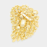 Oversize Multi Stone Floral Pin Brooch: Purple