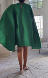 Wing Dress/Faux Silk/Poncho Dress/ Wing Sleeves-25032 Green: Plus size