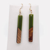 Resin Wooden Stick Rectangular Pendant Earrings: Yellow