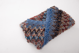 Multicolor Textured Knit Poncho with Fringe: Beige