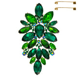 Floral Geo Shape Jeweled Cluster Brooch Pin : Christmas