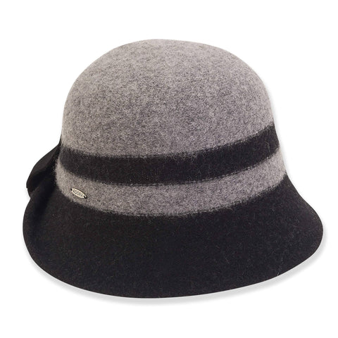 Black, 90%Wool/10%Nylon Cloche, Brim 2.5"