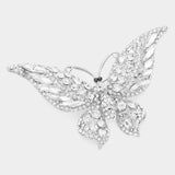 Glass Crystal Butterfly Pin Brooch: Gold