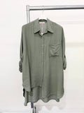 PURE VISCOSE LIGHTWEIGHT ASYMMETRIC SHIRT: Beige