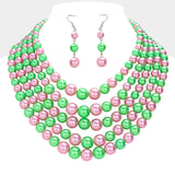 5Row Strand Pearl Necklace
: Pink Green