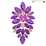 Floral Geo Shape Jeweled Cluster Brooch Pin : Multi-Colored