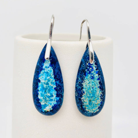 Colored Emperor Stone Geometric Agate Chakra Earrings - CS: B