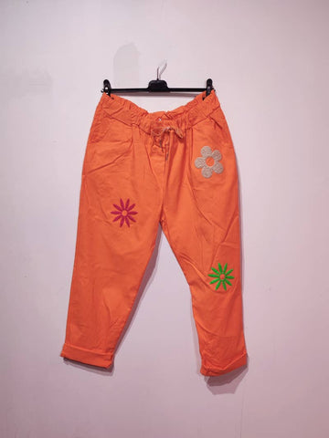 MOON PANTS 3 FLOWERS: CORAL / Frenchman