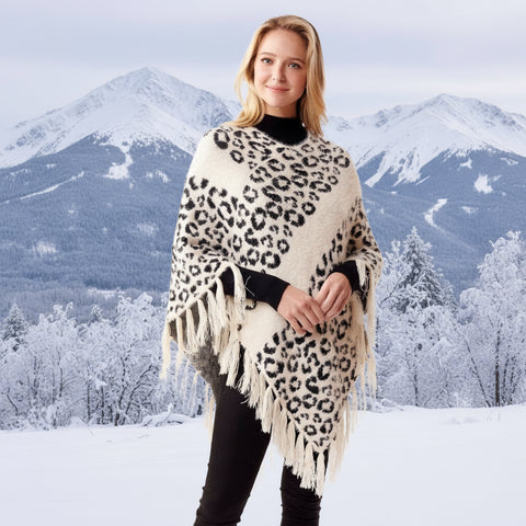 leopard tassel poncho