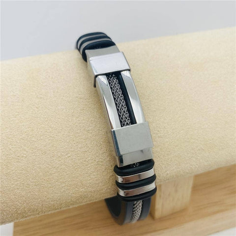 Men's Silicone Titanium Steel  Bracelet: Silver