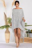 HH735R-PATTERN - Cold Shoulder Cover Up Dress: One Size / IVORY