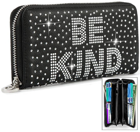 Sparkling Be Kind Accordion Wallet: Black