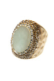 Amazonite Rhinestone Alloy Rings: Gold