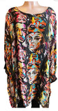 Silk Tunic dress with Graphic print of faces 