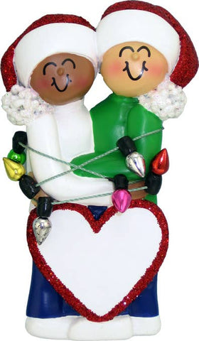 Interracial Couple's Christmas Ornament