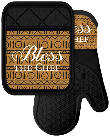 Bless the Chef Oven Mitt and Pot Holder Set