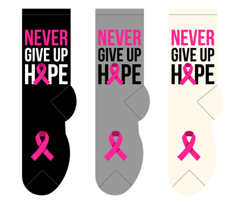 Never Give Up Cancer Awareness Socks