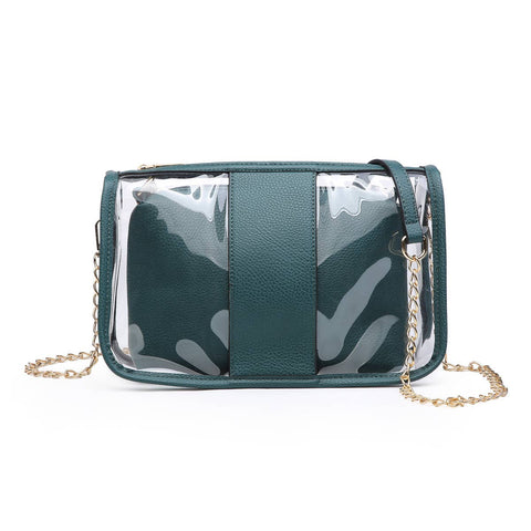 Green transparent crossbody purse