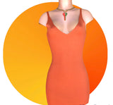 Burnt Orange Ribbed Knit Bodycon Dress