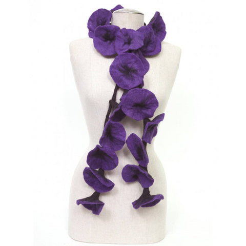 Felted flower scarves- Purple/ Black