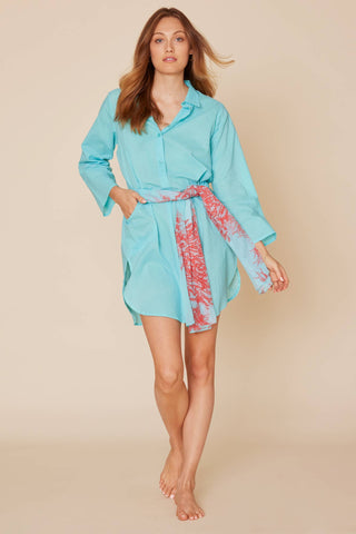 Gabriella Aqua Blue Tunic Dress with Pockets