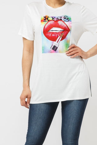 Kiss Lips Rhinestone T shirt